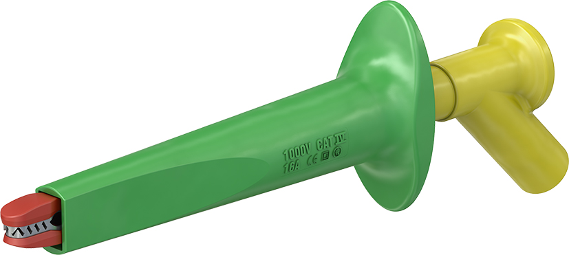 4 mm Abgreifer mit Klauenpaar grün-gelb