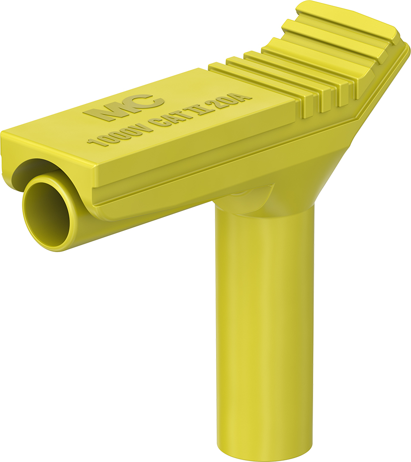 4 mm Winkelsteckadapter gelb